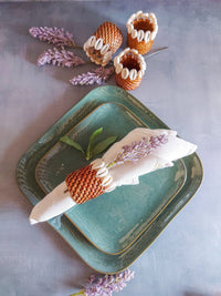 Natural Round Rattan Napkin Rings with Cowrie Shells - Set of 4, - Zapurah - Lifestyle - www.zapurah.com