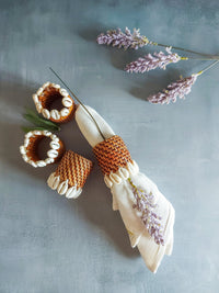 Natural Round Rattan Napkin Rings with Cowrie Shells - Set of 4, - Zapurah - Lifestyle - www.zapurah.com