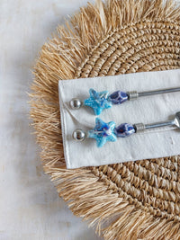 Carving Knife and Fork with Blue Beads for cutting and serving meat, fish or poultry - Zapurah - Home Decor - www.zapurah.com