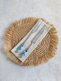 Carving Knife and Fork with Blue Beads for cutting and serving meat, fish or poultry - Zapurah - Home Decor - www.zapurah.com