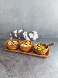 Wooden Medium Dipping Bowls Set - Set of 4, with a Natural Wood Grain - Zapurah - Lifestyle - www.zapurah.com