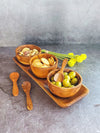 Wooden Medium Dipping Bowls Set - Set of 4, with a Natural Wood Grain - Zapurah - Lifestyle - www.zapurah.com