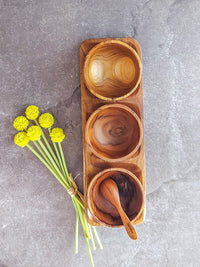 Wooden Medium Dipping Bowls Set - Set of 4, with a Natural Wood Grain - Zapurah - Lifestyle - www.zapurah.com