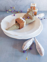 Square Rattan Napkin Rings with Cowrie Shells - Set of 4, - Zapurah - Table Decor - www.zapurah.com